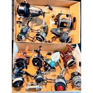 Vintage Fishing Reel 12 Lot Pflueger 231 DAM Quick 330 Heddon 220-R Airex Garcia